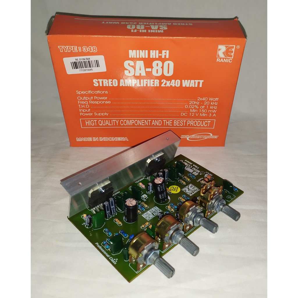 Jual Kit Power Amplifier Mini Stereo HI-FI SA-80 RANIC 2×40 Watt Type ...