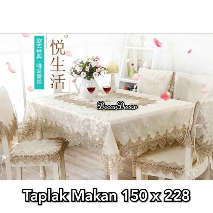 Jual Taplak Meja Makan Aesthetic Estetik Impor Persegi Panjang 6 8