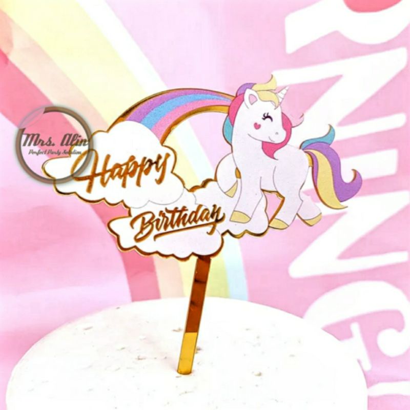 Jual Topper Cake Unicorn / Topper Cake Happy Birthday / Cake Topper ...