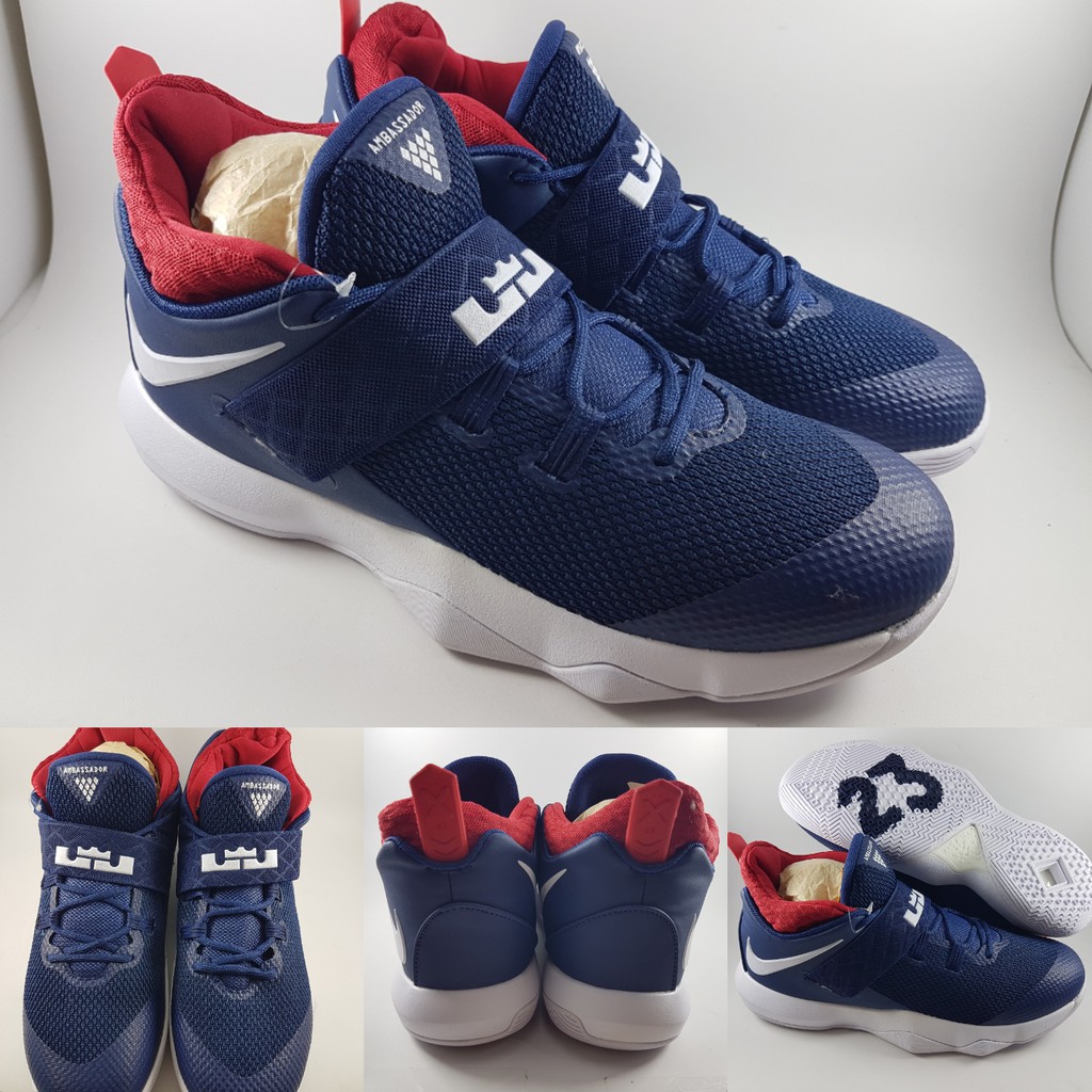 Sepatu Basket Nike Lebron X 10 Ambassador USA Navy Blue Red White Biru Merah