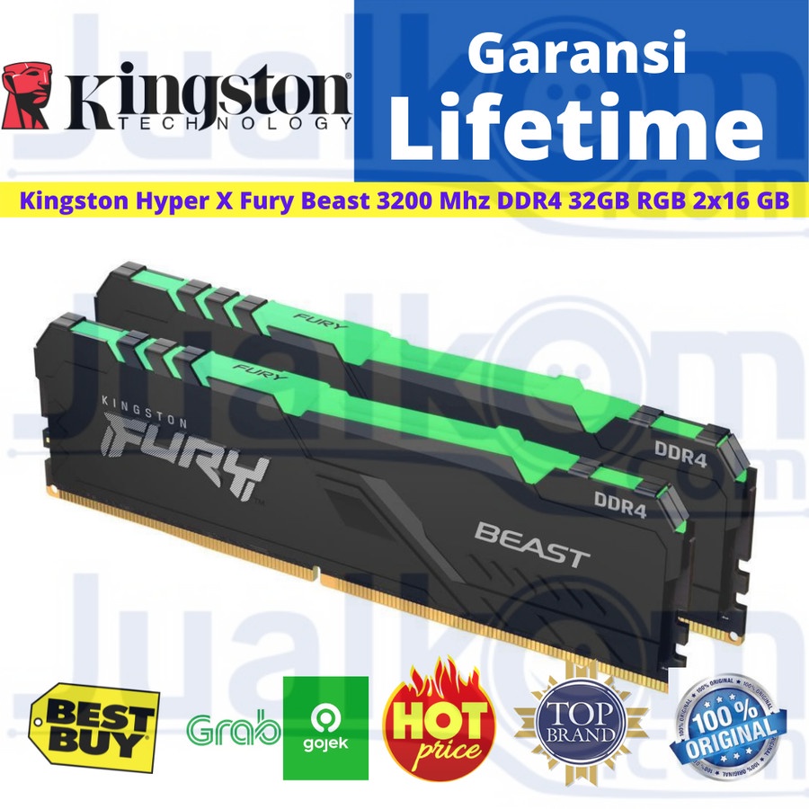 Jual Kingston Hyper X Fury Beast 32GB DDR4 3200 Mhz RGB 2x16GB | Shopee ...