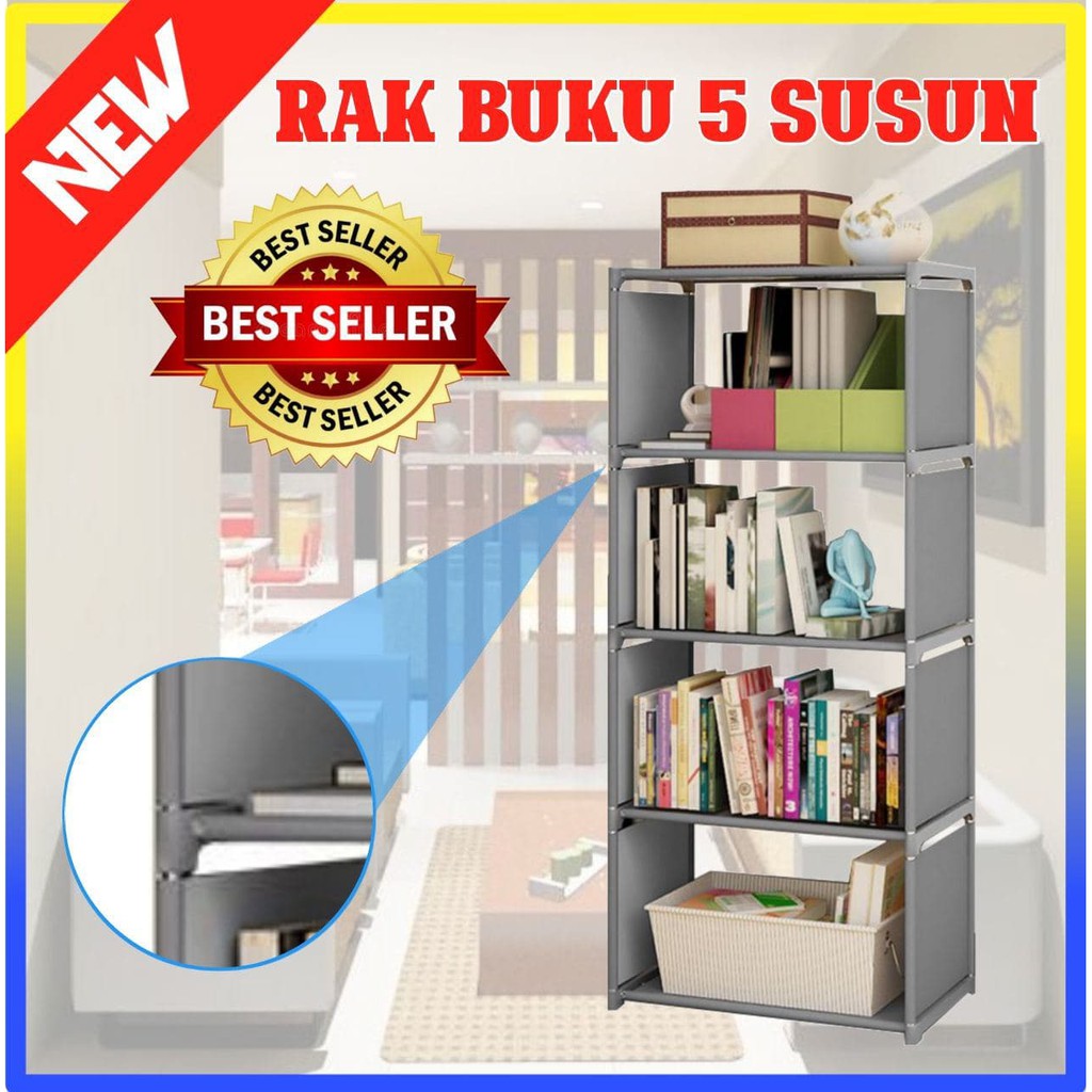 Jual Lemari Rak Buku 5 Tingkat 4 Susun Rak Serbaguna Rak Buku Portable Multifungsi 100224 2773