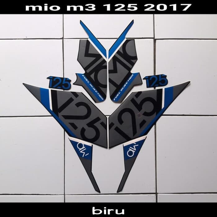 Jual striping Stiker Motor Mio M3 125 2017 Full Hitam-Biru strip list
