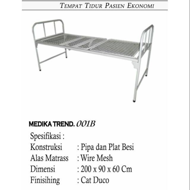 Jual Tempat tidur pasien tanpa engkol standar besi (wermesh) | Shopee ...
