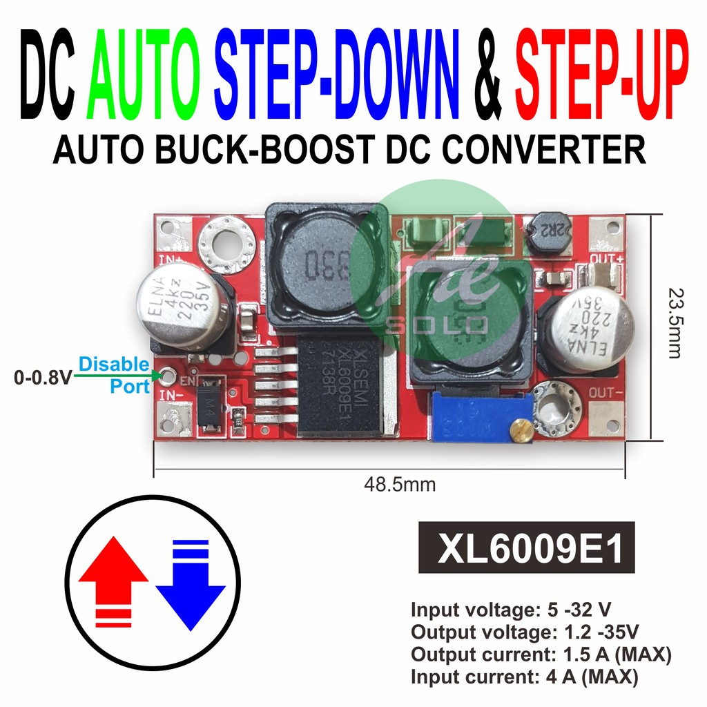 Jual BUCK BOOST DC PCB MERAH XL6009 AUTO STEP UP STEP DOWN STABILIZER ...