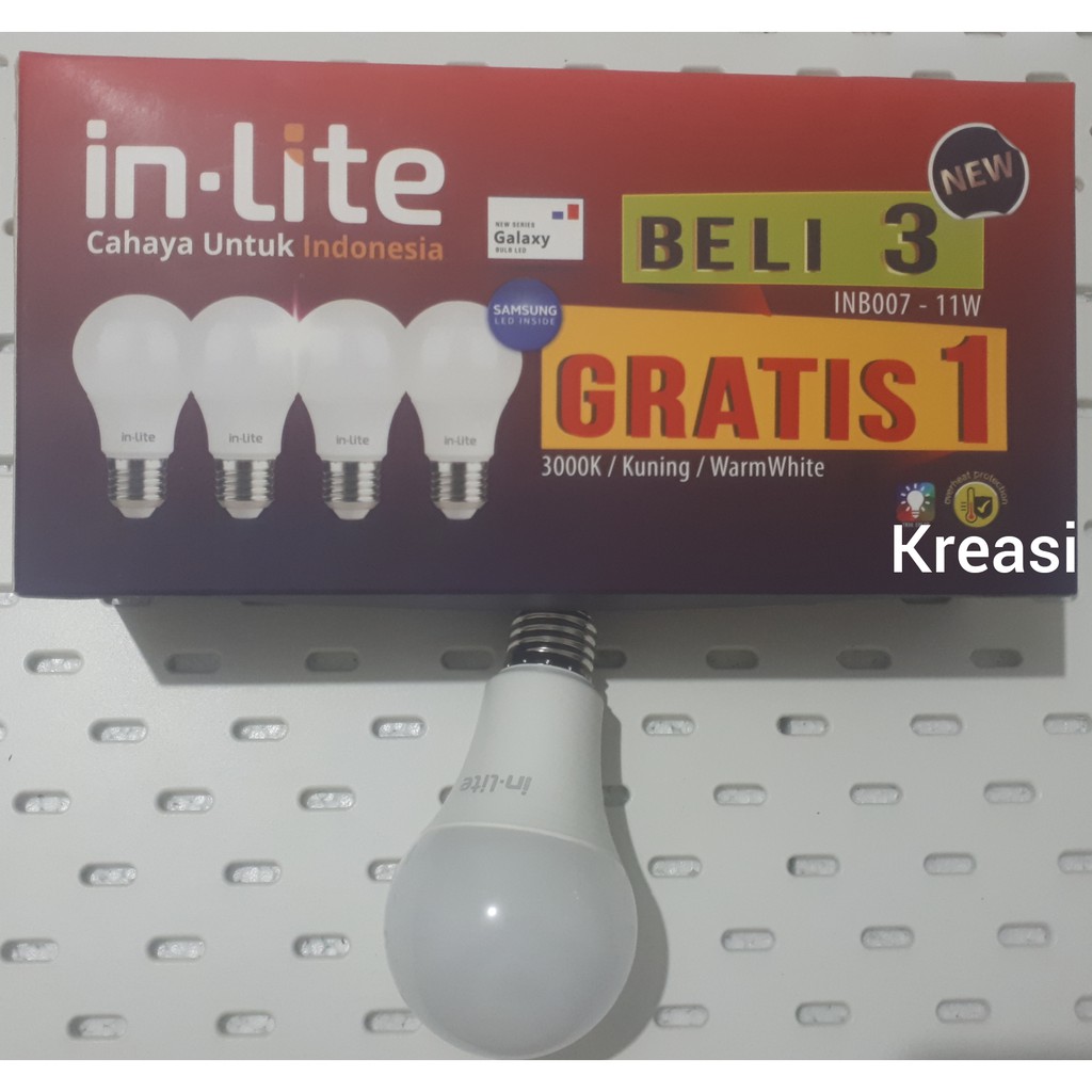 Jual LAMPU LED BULB 11W / 11 WATT IN-LITE INB007 3 GRATIS 1 - KUNING ...