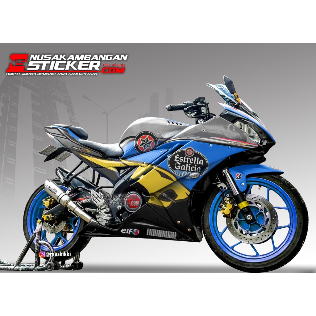 Jual Decal Stiker Motor Yamaha R15 V2 Full Body Biru Kuning New Grafis ...