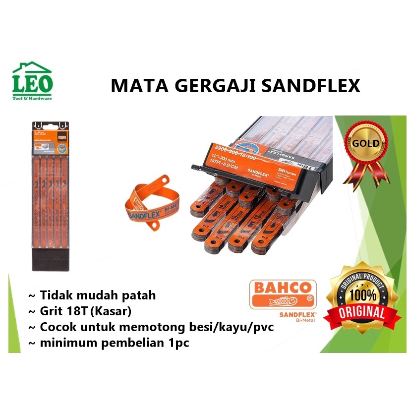 Jual Mata Gergaji bahco Sandflex sanflex ASLI 24 18 hologram GOLD ...