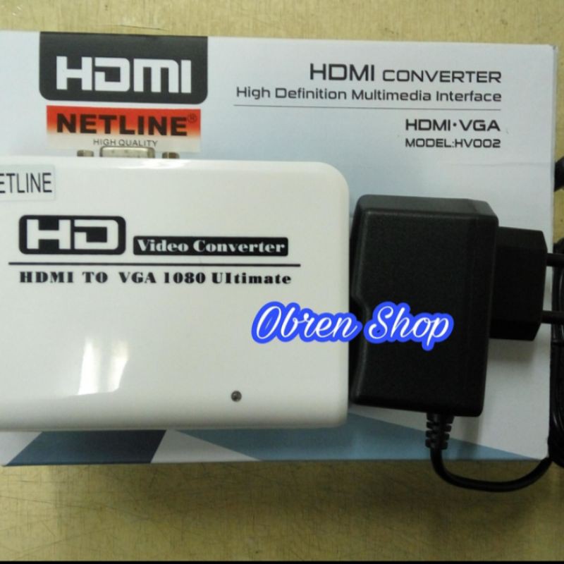 Jual KONVERTER HDMI TO VGA + ADAPTOR NETLINE | Shopee Indonesia