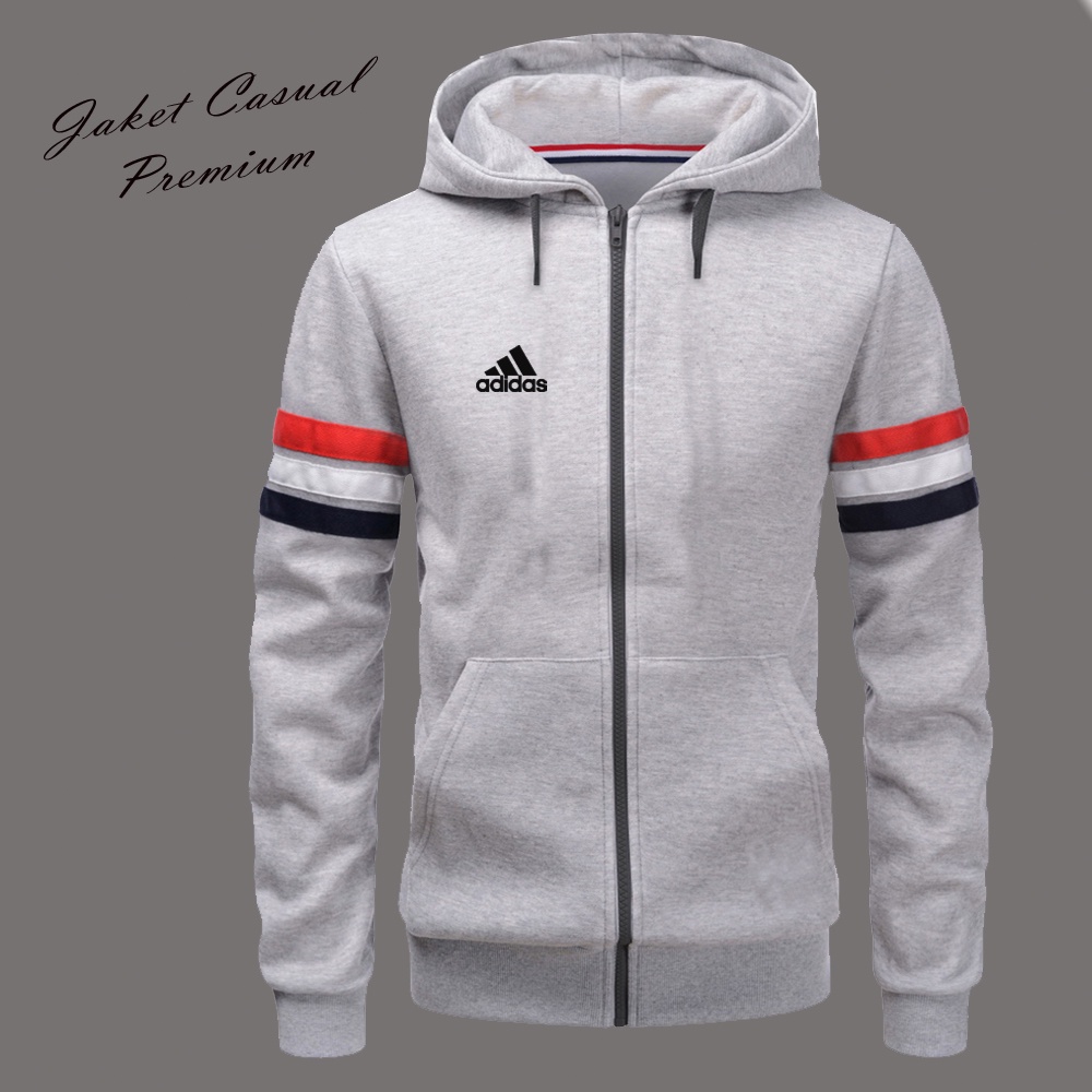Jaket Hoodie Adidas Hoodie Kupluk Jaket Sweater Pria Wanita Sweater  Kupluk Hoodie Sweater Bisa Custom Nama/Logo