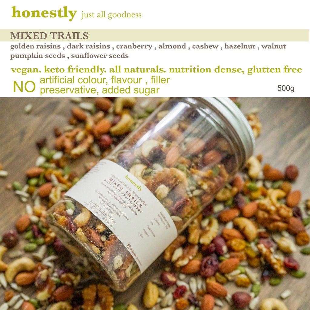 Jual TRAIL MIXED , mix roasted nuts fruits seeds , mix kacang bijian ...