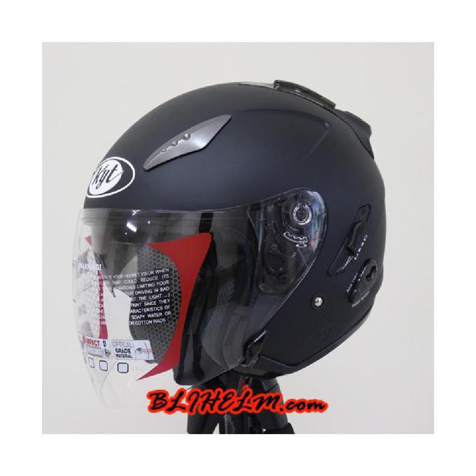 Jual HELM KYT GALAXY SLIDE MATT BLACK DOFF HALF FACE HELMET DOUBLE
