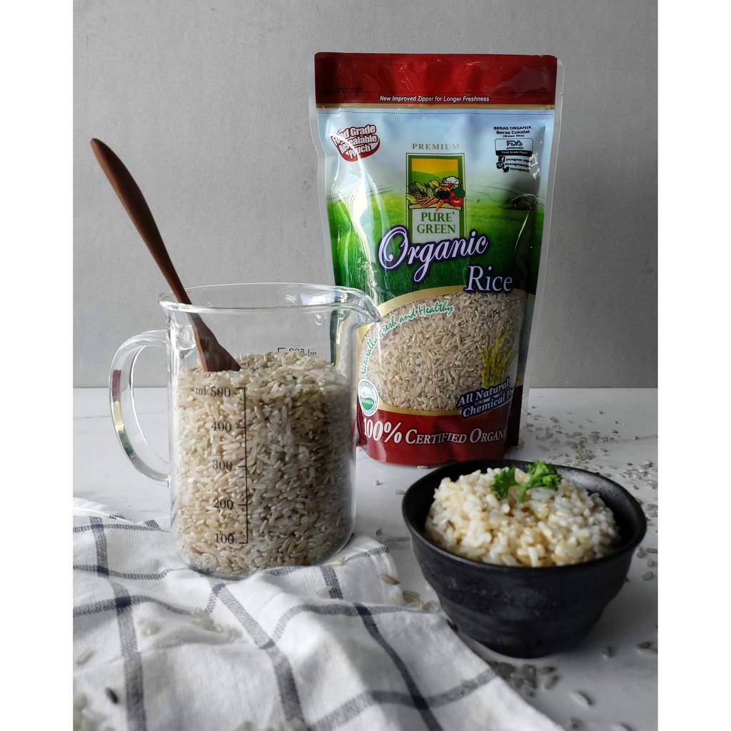 Jual Beras Organik Pure Green Organic Rice Beras Cokelat Brown Rice 1 ...