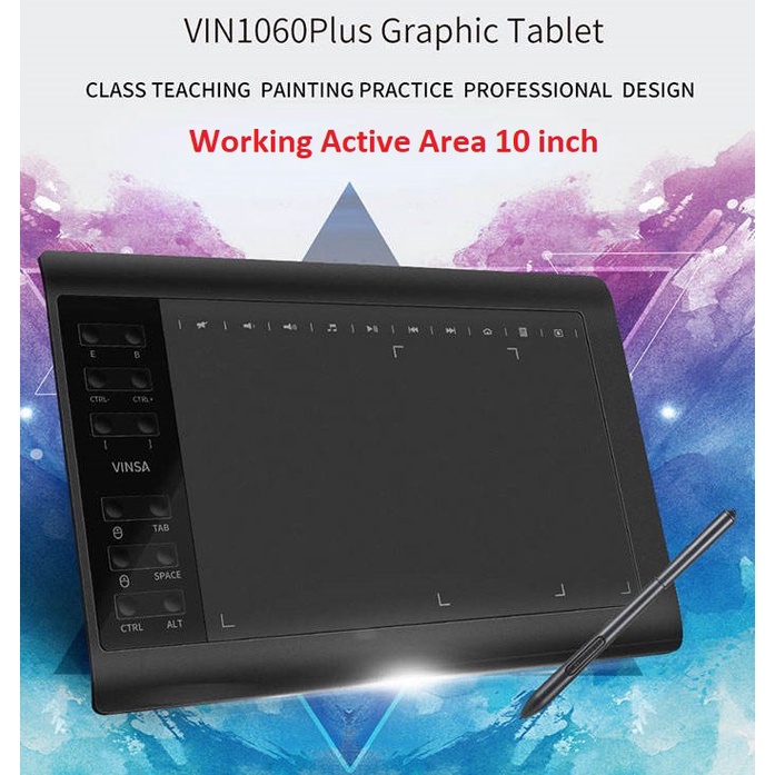 Jual Drawing Graphic Pen Tablet 10 inch VINSA 1060Plus Digital Drawing