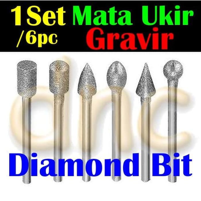 Jual Mata Gravir Diamond Mata Ukir Batu Mini Grinder Dremel 6pc *MU01 ...