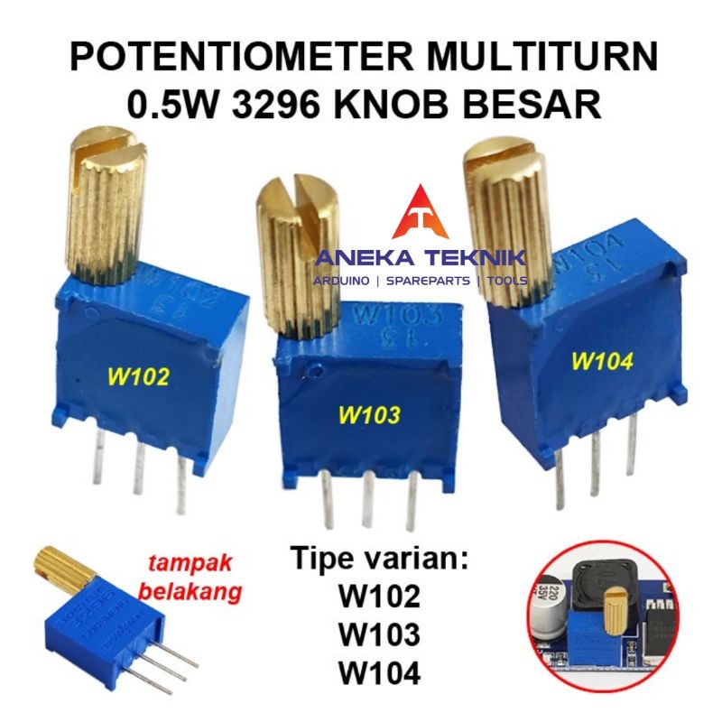 Jual Potentiometer Potensiometer Trimmer Multiturn W Knob Besar