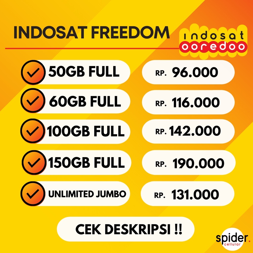 Jual Paket Data Indosat 50GB 60GB 100GB 150GB Unlimited Jumbo 60GB ...