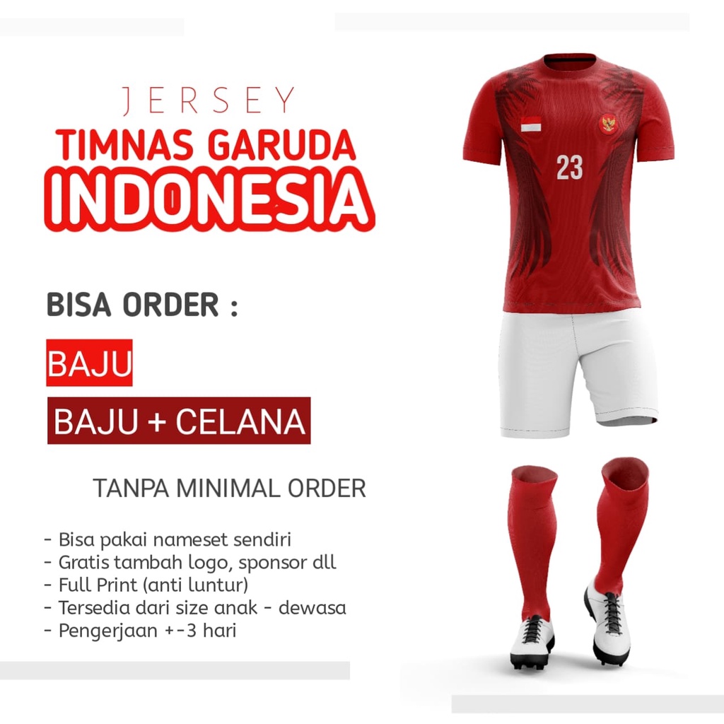 Jual Jersey Timnas Garuda Indonesia Free Custom Nama Nomor Punggung ...