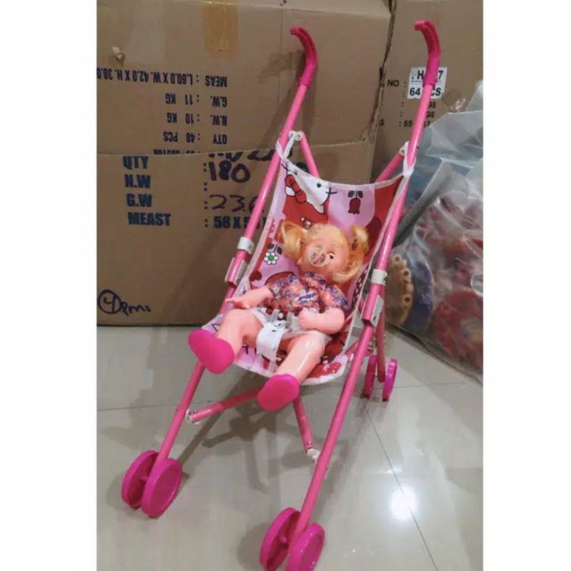 Jual Mainan Dorongan Stoller Bayi + Boneka bisa nanggis (