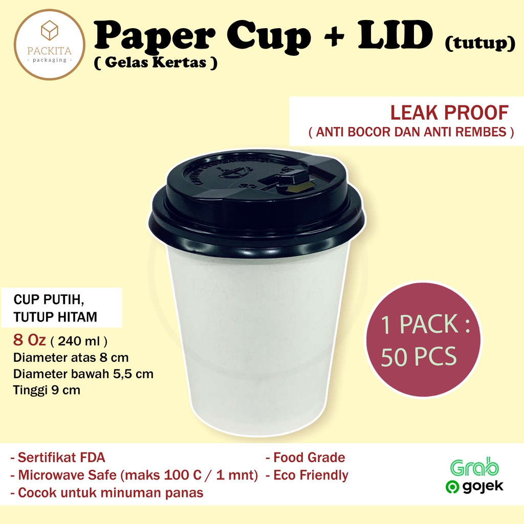 Jual Paper Hot Cup 8 Oz Gelas Kertas Tahan Panas Polos 240ml Lidtutup Shopee Indonesia 8613