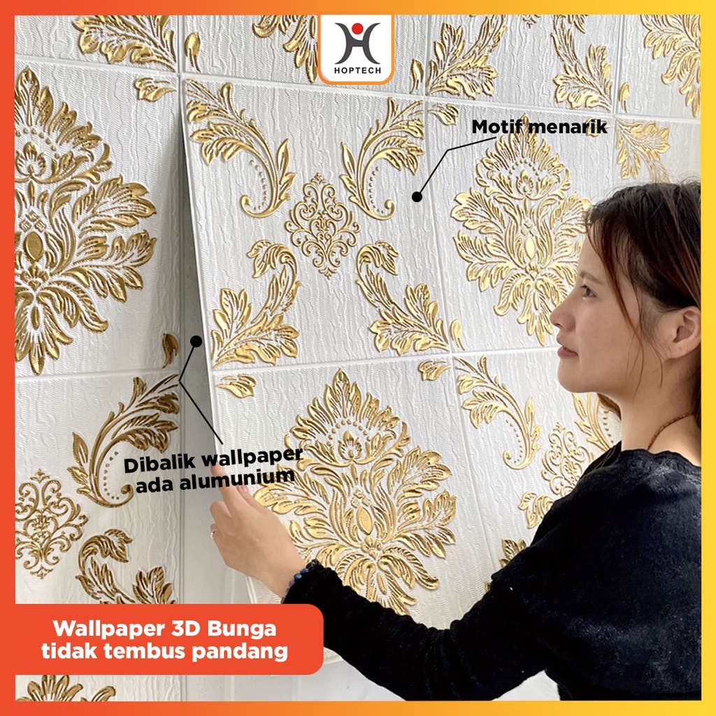 Jual Wallpaper 3D FOAM / Wallpaper Dinding 3D Motif Foam Batik Bunga ...