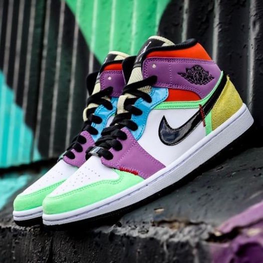 Jual Sepatu Nike Air Jordan 1 Mid Multicolor Warna Warni Premium ...