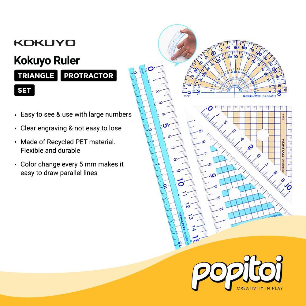 Jual KOKUYO R-PET Ruler Straight | Protractor Triangle Penggaris Busur ...