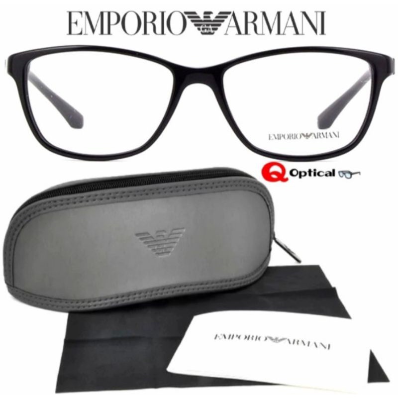 Kacamata Frame Pria Dan Wanita Original Emporio Armani EA3099F 5017 S55 Black Model Casual Elegan