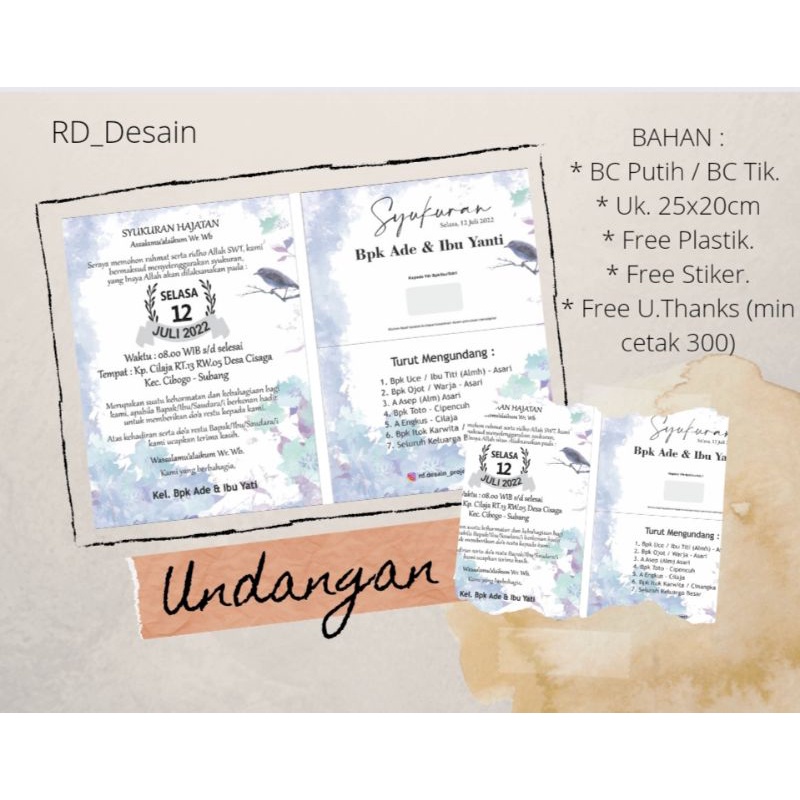 Jual Undangan Murah Syukuran Khitanan Nikahan Simpel | Shopee Indonesia