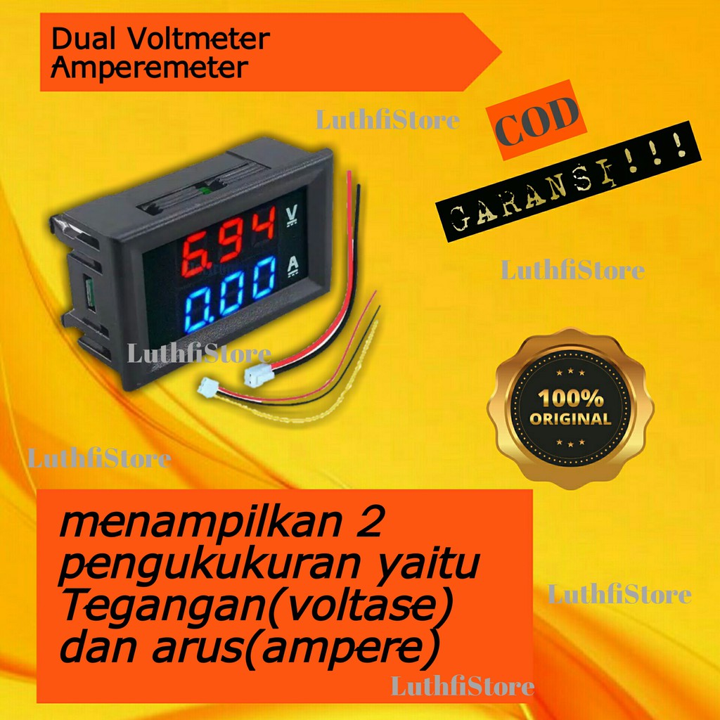 Jual Dual Voltmeter Ampermeter Amperemeter V A With Frame