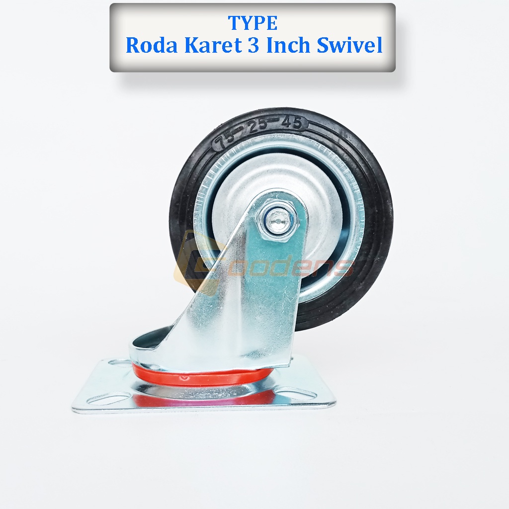 Jual Roda Karet 3 Inch Hidup Roda Caster Roda Gepeng | Shopee Indonesia