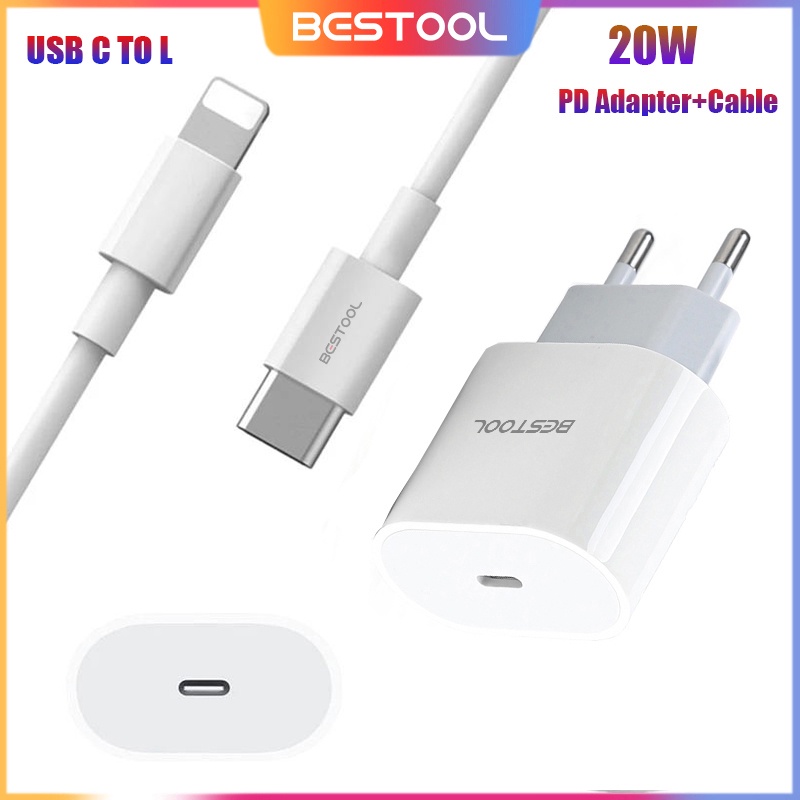 BESTOOL Charger PD 20W Fast Charging Adaptor Type-C Lightning  Adapter untuk Iphone 11 12