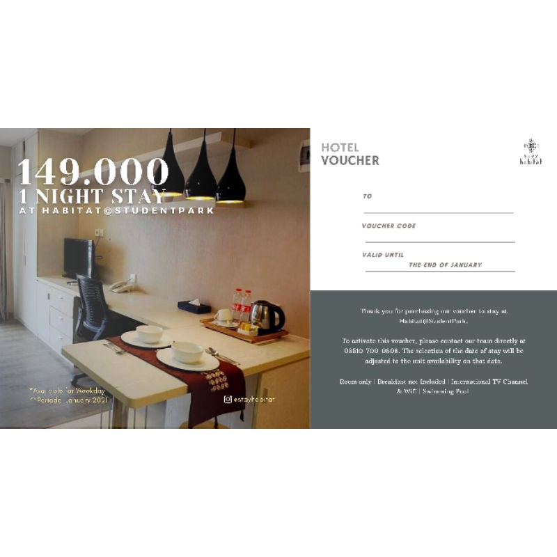 Jual Voucher menginap 1 malam di HabitatStudentpark Yogyakarta