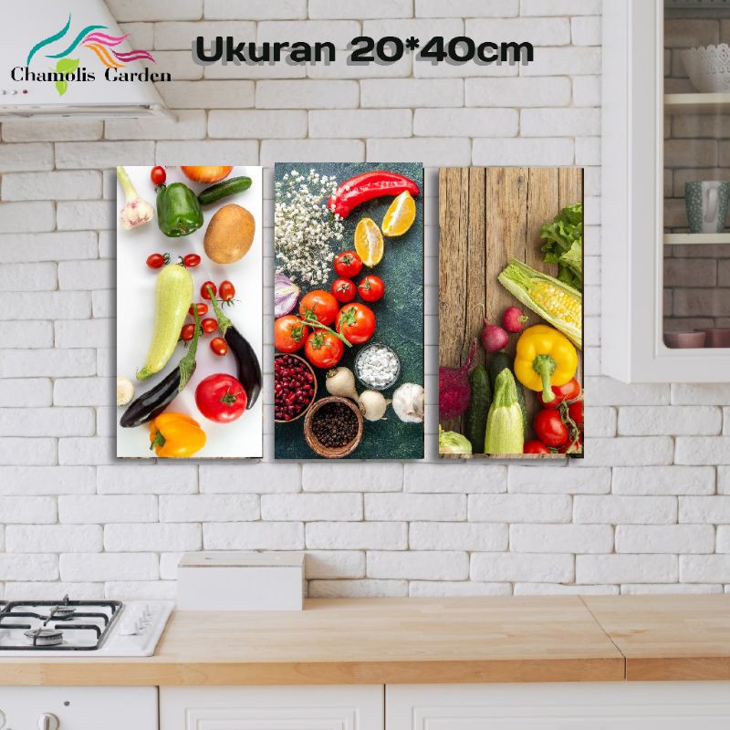 Jual Hiasan dinding Dapur 20x40 Buah dan Sayur Dekorasi Chamolis M 2103