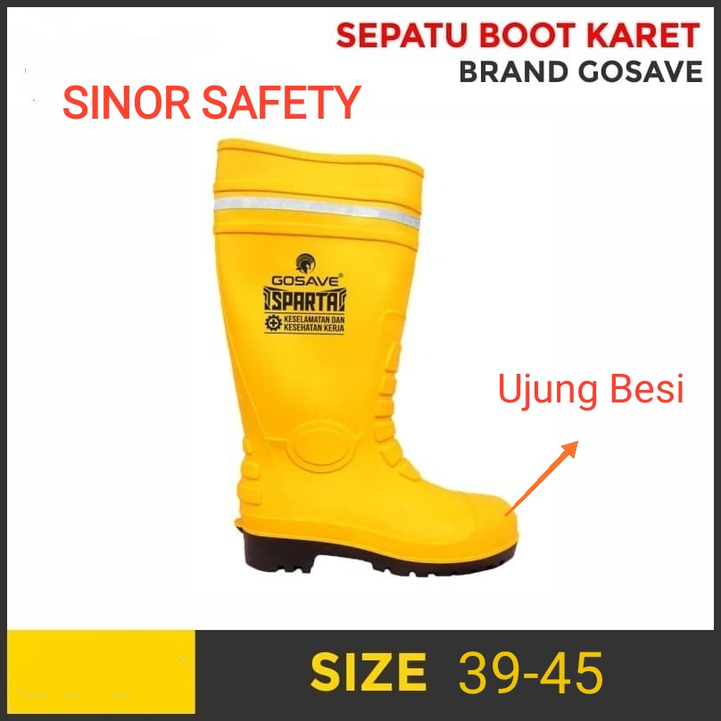 Jual Sepatu Boot Rubber Safety GOSAVE SPARTA Karet Ujung Besi Steel Toe ...