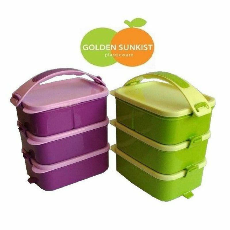 Jual Rantang Piknik Susun 3 susun golden sunkist /lunch box/ rantang ...