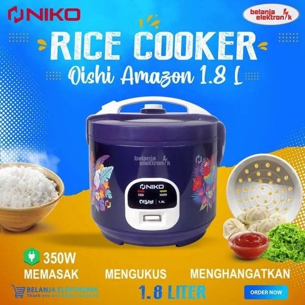 Jual Rice Cooker Niko Oishi kapasitas 1.8 liter Model Amazone Shopee Indonesia
