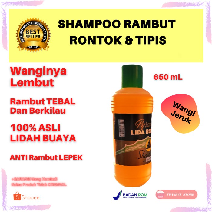 SHAMPOO PENUMBUH RAMBUT BOTAK LIDAH BUAYA SHAMPO PENYUBUR RAMBUT ANTI RONTOK DAN KETOMBE 650mL JERUK