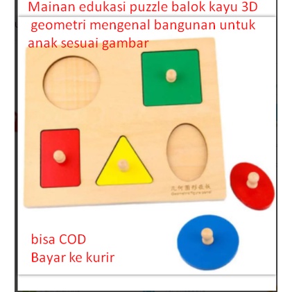 Jual Mainan Edukasi Puzzle Balok Kayu 3D Geometri Mengenal Bangunan ...