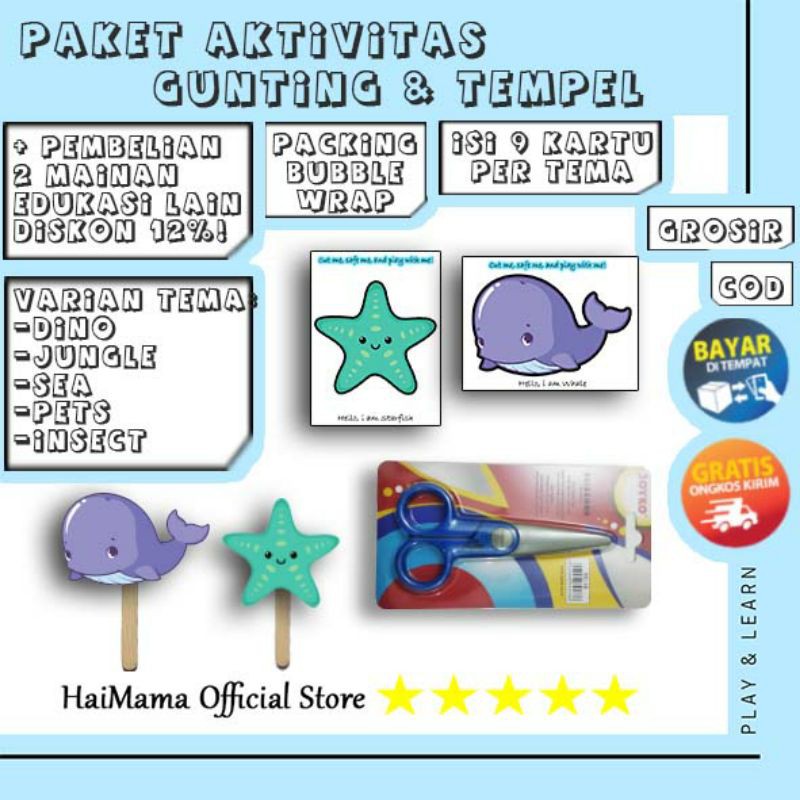 Jual GUNTING TEMPEL TEMA DINO JUNGLE INSECT SEA PETS | PAKET AKTIVITAS ...