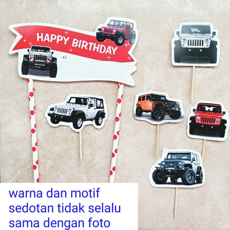 Jual Topper Toper Tusukan Hiasan Kue Cake Nasi Tumpeng Ulang Tahun Happy Birthday Karakter Mobil