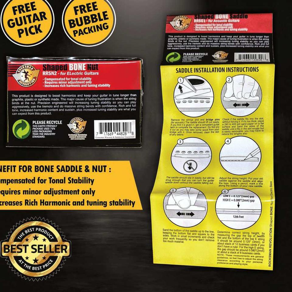 Jual Saddle Gitar Akustik Tulang Shaped Bone Saddle Acoustic Guitar