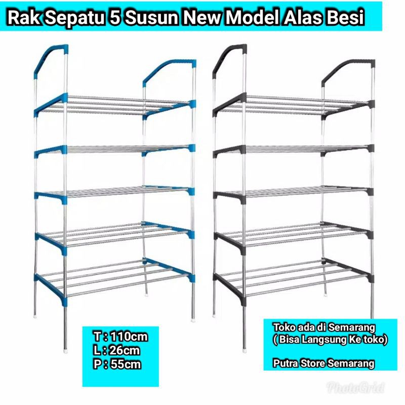 Jual Rak sepatu 5 Susun New Model Tinggi 110cm Full Besi Tinggi Lemari ...