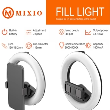 MIXIO Q6 Ring Light Portable 6 Inc 16cm Ringlight Live Streamer Selfie