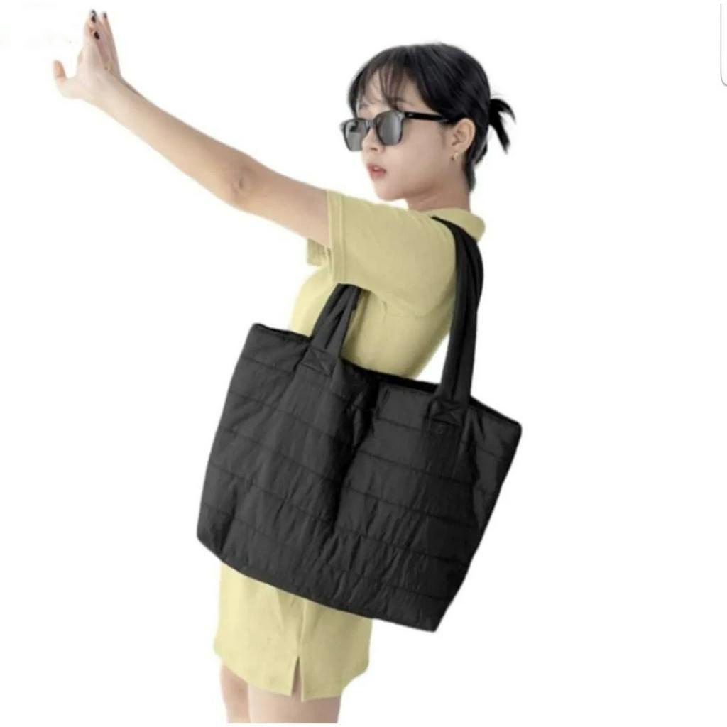 GSenhui Gewatteerde tas, grote buffertas, crossbody-tas, gezwollen draagtas, gewatteerde tas om op te hangen, katoenen gewatteerde tas, hobo-tas, effen bufferdraagtas, Dz3-kaki, 43 x 35,5 x 16,5 cm