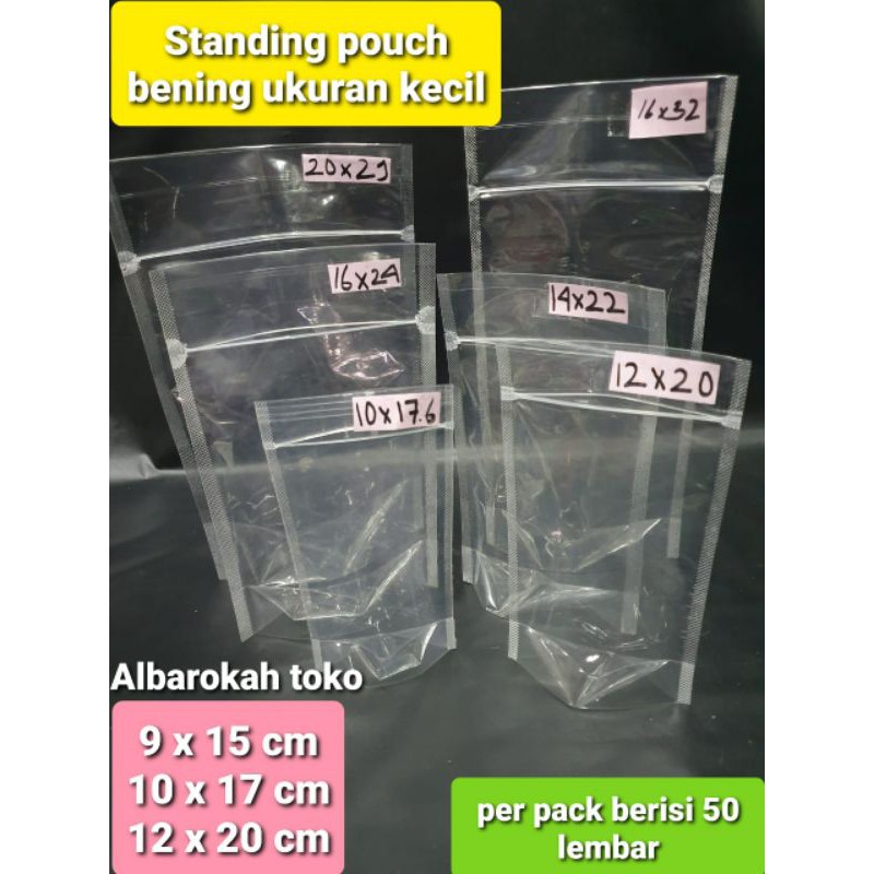 Jual Standing Pouch Bening Transparan Plastik Klip Bening Bisa Berdiri Untuk Snack Ukuran 