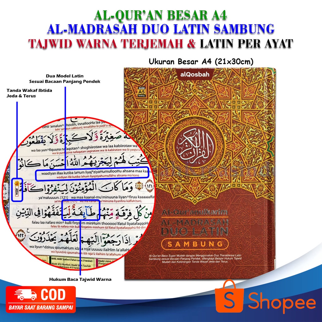 Jual TERBARU!!! Al Quran A5 Dan A4 Al Madrasah Duo Latin Sambung Qur'an ...