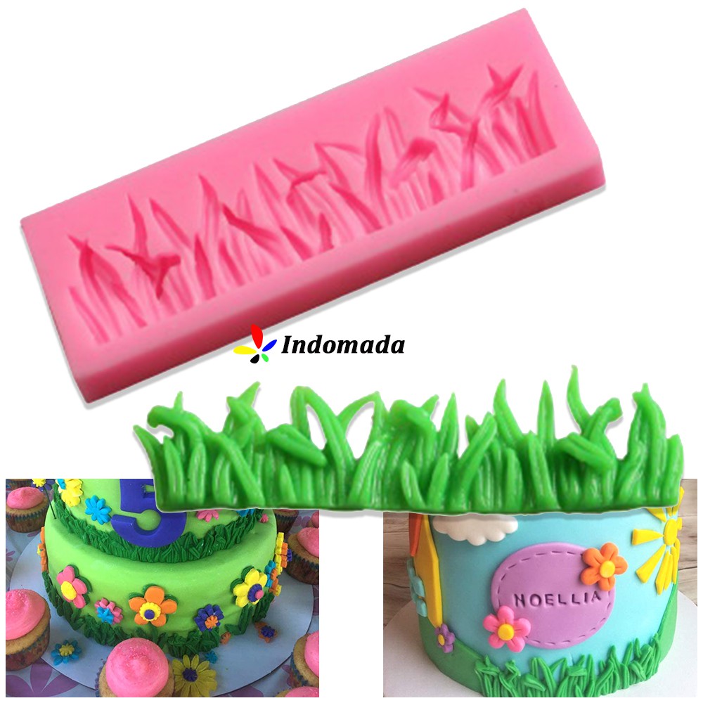 Jual Indomada Cetakan Silikon Fondant Rumput Coklat Permen Puding Grass ...