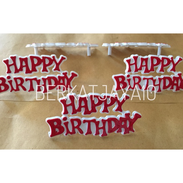 Jual Topper Happy Birthday Tempel Merah 6.5x3cm | Shopee Indonesia