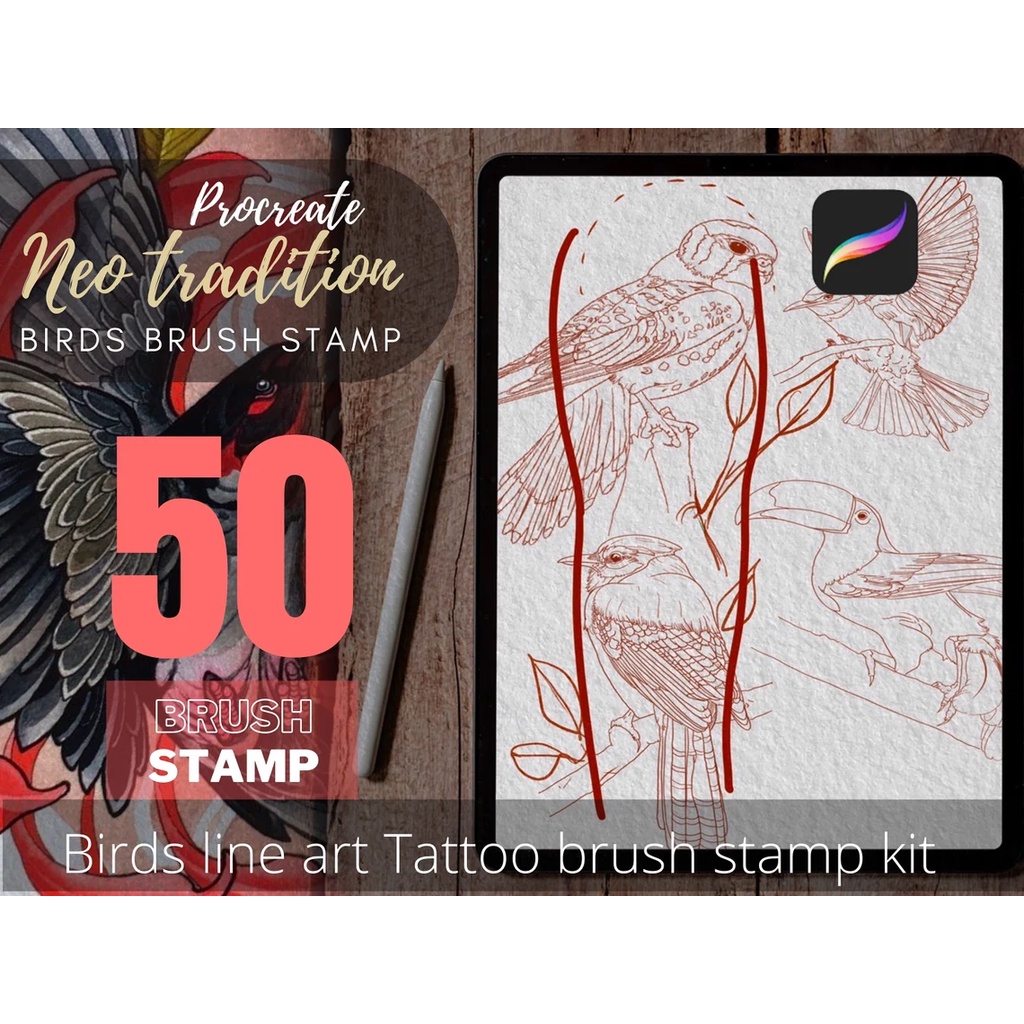 Jual Procreate Brush - Bird Procreate Tattoo Brush Stamp | Shopee Indonesia